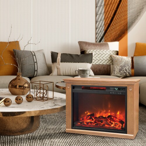 Lifesmart Square Fireplace Heater - Medium Oak Perspective: left