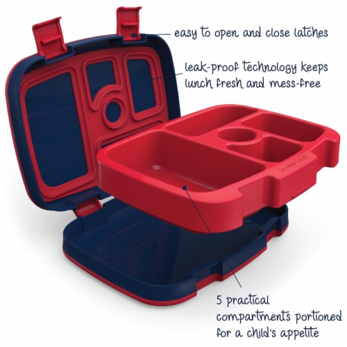 Bentgo Kids Durable & Leak Proof Rocket Children's Lunch Box - Red/Navy Perspective: left
