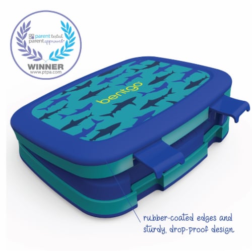 Bentgo Kids Durable & Leak Proof Shark Children's Lunch Box - Blue Perspective: left
