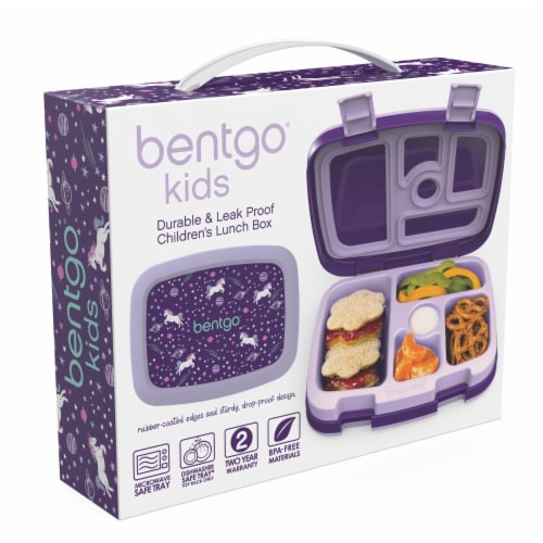Bentgo Kids Durable & Leak Proof Unicorn Children's Lunch Box - Purple Perspective: left