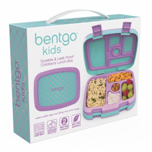 Bentgo Kids Durable & Leak Proof Mermaid Scales Children's Lunch Box - Aqua Perspective: left