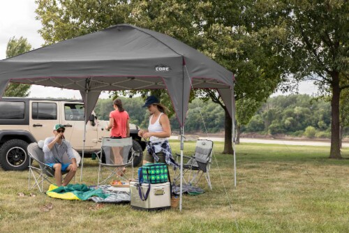 CORE Instant Canopy 10 x 10 Foot Outdoor Pop Up Shade Canopy Shelter Tent, Gray Perspective: left