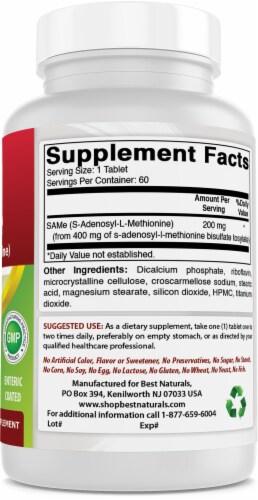 Best Naturals SAM-e 200 mg 60 Enteric Coated Tablets Perspective: left