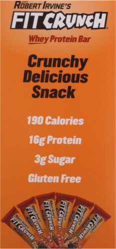 Robert Irvine's Fit Crunch Caramel Peanut Whey Protein Bars Perspective: left