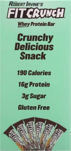 Robert Irvine's Fit Crunch® Mint Chocolate Chip Whey Protein Bars Perspective: left