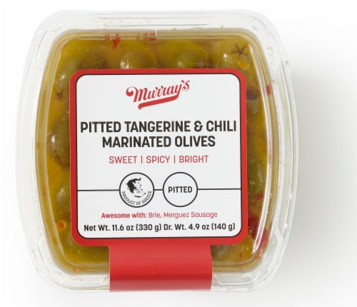 Murray's® Pitted Tangerine & Chili Marinated Olives Perspective: left