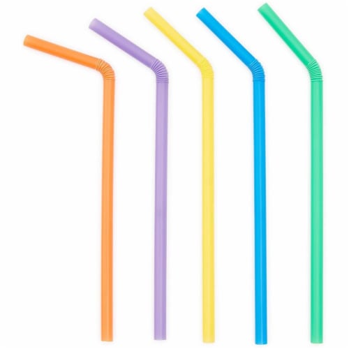 300ct Flexible Plastic Bendy Drinking Straws, Multiple Colors Perspective: left