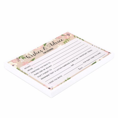 50 Sheet Floral  Wedding Game Cards Marriage Advice for Bridal Shower, Pink Perspective: left