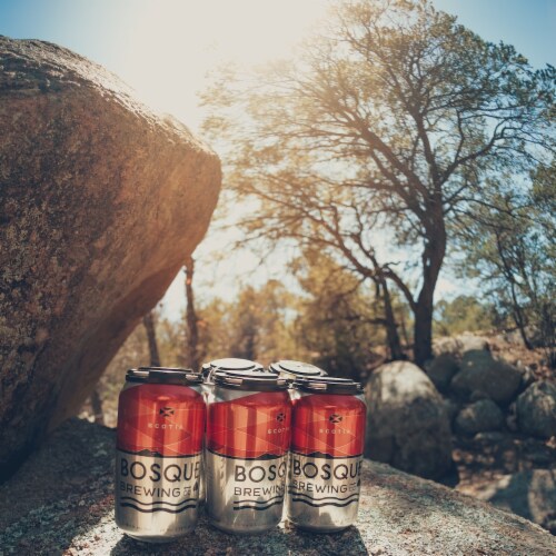 Bosque Brewing Co Scotia Scotch Ale Craft Beer Perspective: left