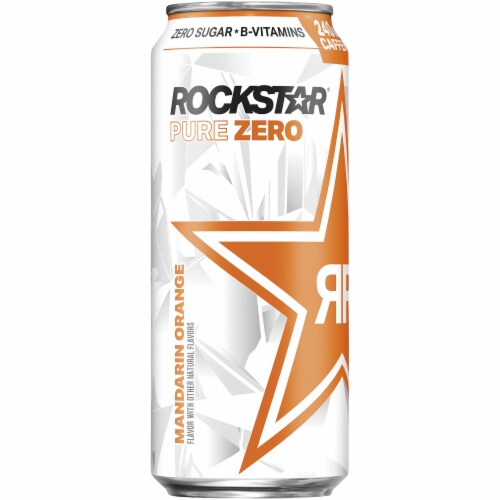 Rockstar Pure Zero Mandarin Orange Energy Drink Perspective: left