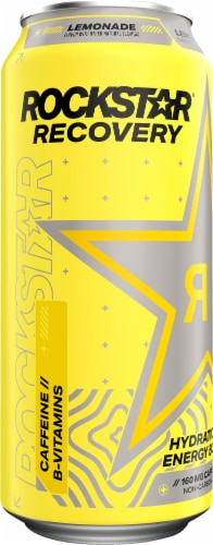Rockstar Recovery Lemonade Energy Drink Perspective: left