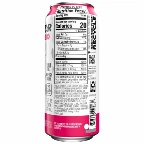 Rockstar Pure Zero Tangerine Mango Guava Strawberry Energy Drink Perspective: left