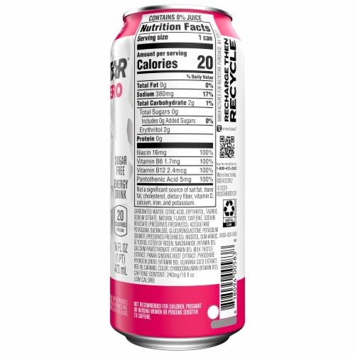 Rockstar® Pure Zero Tangerine Mango Guava Strawberry Energy Drink Can Perspective: left