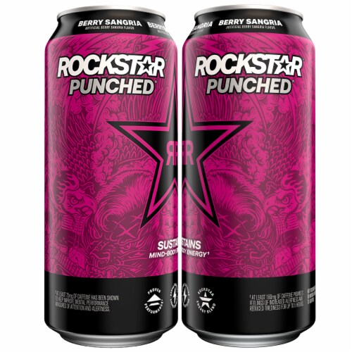 Rockstar Punched Energy Drink Berry Sangria 16 Fl Oz Perspective: left