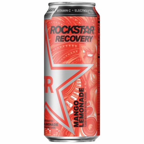 Rockstar Recovery Mango Lemonade Energy Drink Perspective: left