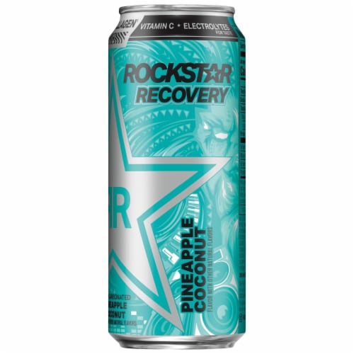 Rockstar Recovery Pineapple Coconut Energy Drink Perspective: left