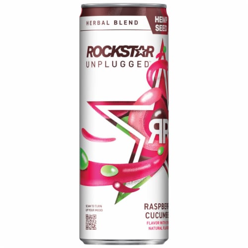 Rockstar Unplugged™ Raspberry Cucumber Energy Drink Perspective: left