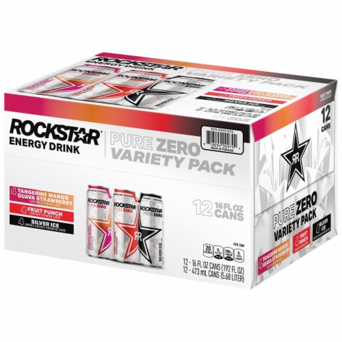 Rockstar Pure Zero Energy Drink Variety Pack Perspective: left