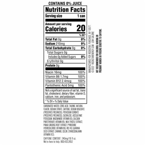 Rockstar Pure Zero Sugar Free Strawberry Peach Energy Drink Perspective: left
