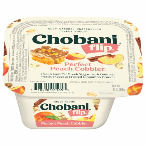 Chobani® Flip® Low-Fat Perfect Peach Cobbler™ Greek Yogurt Perspective: left