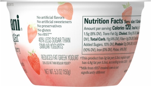 Chobani® Monterey Strawberry Less Sugar Low Fat Greek Yogurt Cup Perspective: left
