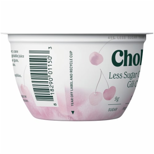 Chobani Less Sugar Gili Cherry Greek Yogurt Perspective: left