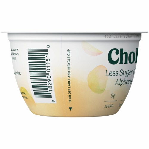 Chobani Less Sugar Alphonso Mango Greek Yogurt Perspective: left