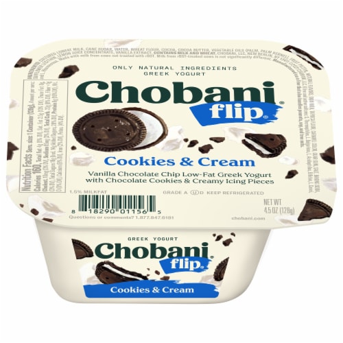 Chobani® Flip® Cookies & Cream Low-Fat Greek Yogurt Perspective: left