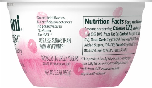 Chobani® Willamette Raspberry Less Sugar Greek Yogurt Perspective: left