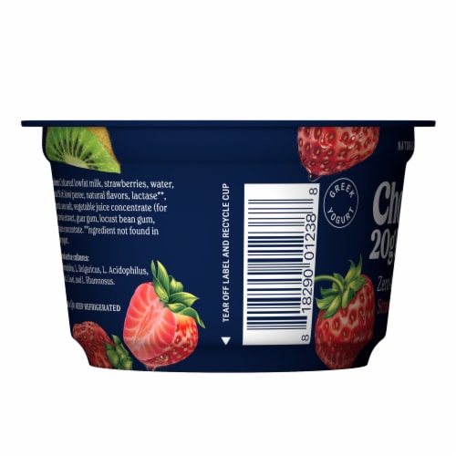 Chobani 20g Protein Strawberry Kiwi Low Fat Greek Yogurt Cup Perspective: left