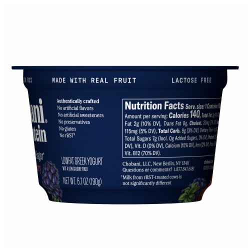 Chobani 20g Protein Cherry Berry Low Fat Greek Yogurt Cup Perspective: left