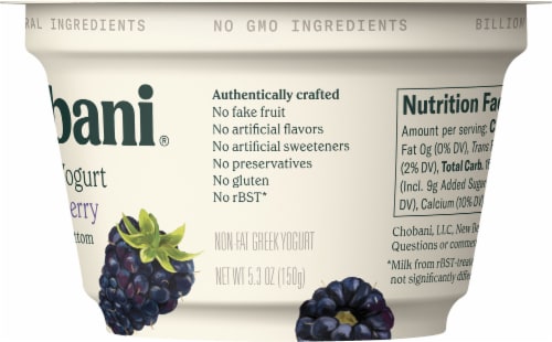 Chobani® Non-Fat Blackberry on the Bottom Greek Yogurt Perspective: left