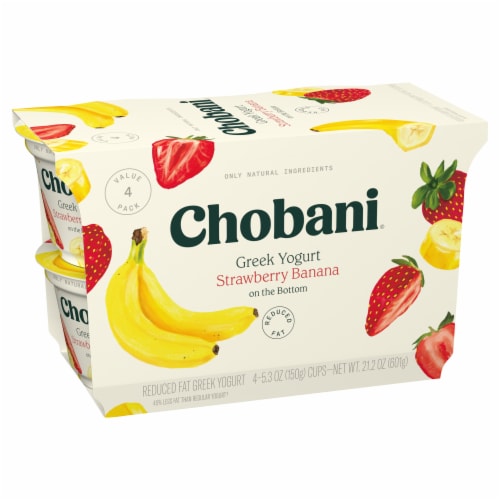 Chobani® Strawberry Banana on the Bottom Low Fat Greek Yogurt Cups Perspective: left