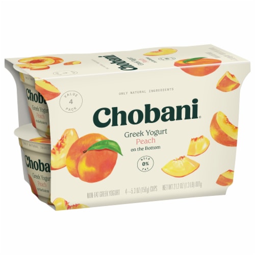 Chobani® Peach on the Bottom Nonfat Greek Yogurt Cups Perspective: left