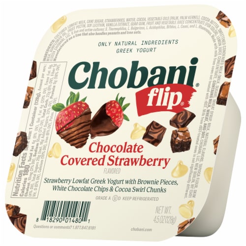 Chobani Flip Greek Chocolate Covered Strawberry Yogurt 4.5 oz Perspective: left
