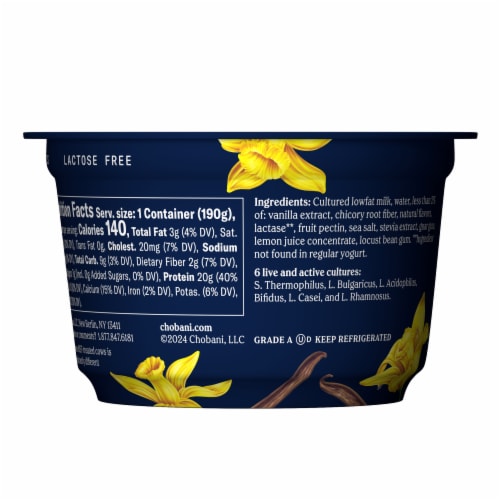 Chobani 20g Protein Vanilla Low Fat Greek Yogurt Cup