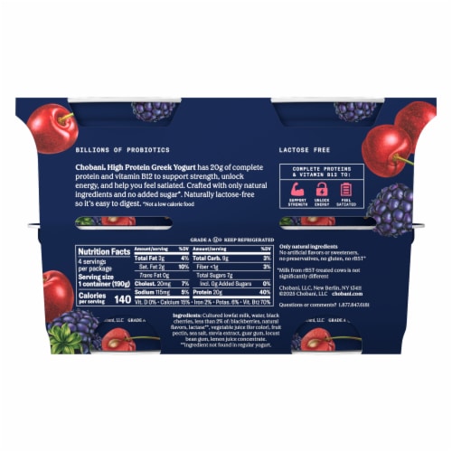 Chobani® 20G Protein Lowfat Greek Yogurt Cherry Berry Perspective: left
