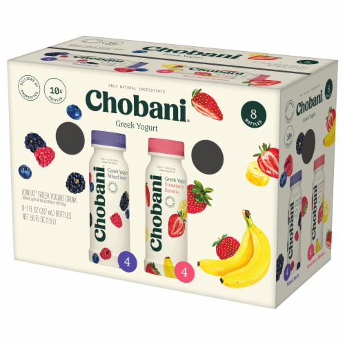 Chobani® Lowfat* Greek Yogurt Drink Family Variety 7 fl oz 8PK Perspective: left