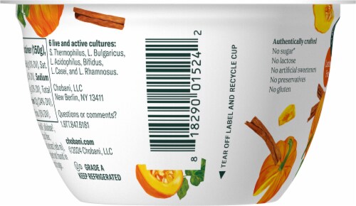 Chobani® Limited Batch Pumpkin Spice Zero Sugar Nonfat Greek Yogurt Cup Perspective: left