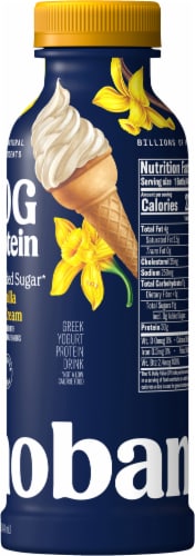 Chobani Zero Added Sugar Greek Yogurt Vanilla Ice Cream Protein Drink 14 fl oz Perspective: left