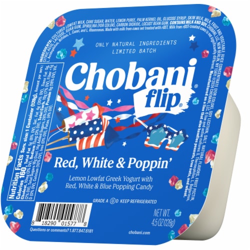 Chobani® Flip® Lowfat Greek Yogurt Limited Batch Red, White & Poppin' Perspective: left