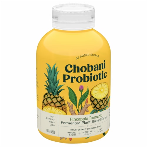 Chobani Probiotic Pineapple Turmeric Plant-Based Drink Perspective: left