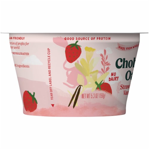 Chobani Oat-Based Strawberry Vanilla Oat Milk Yogurt Perspective: left
