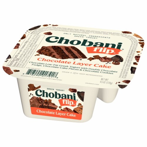 Chobani® Flip® Low-Fat Chocolate Layer Cake Greek Yogurt Perspective: left