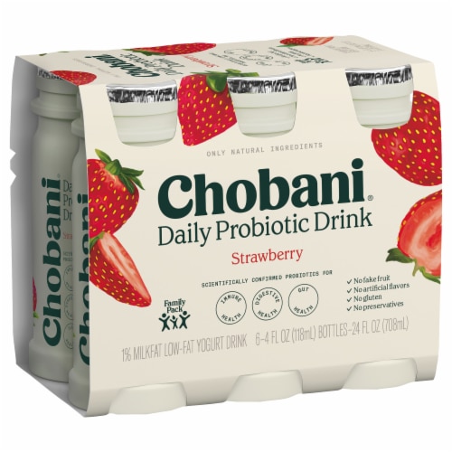 Chobani® Low-Fat Daily Probiotic Strawberry Greek Yogurt Drinks, 6 ct ...