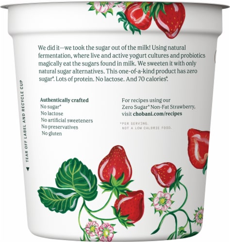 Chobani Zero Sugar Strawberry Yogurt Perspective: left