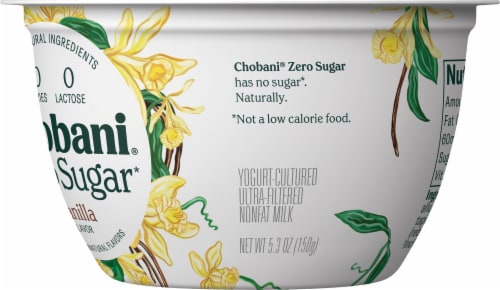 Chobani® Zero Sugar Vanilla Greek Yogurt Cup Perspective: left