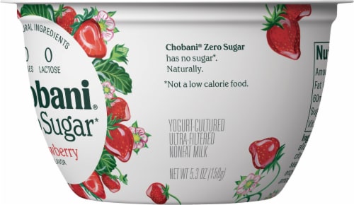 Chobani® with Zero Sugar Strawberry Yogurt Perspective: left