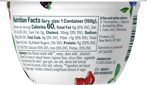 Chobani® with Zero Sugar Mixed Berry Yogurt Perspective: left