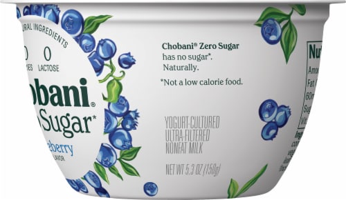 Chobani® Zero Sugar Blueberry Yogurt Perspective: left